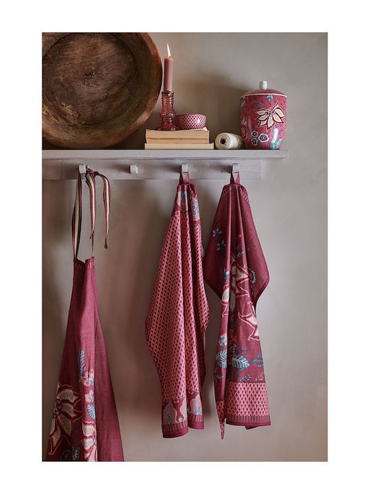 PiP Studio Checkered Cotton Flower Festival Red 100x100cm