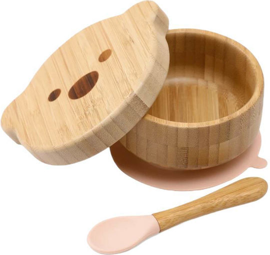 Baby Cloud Παιδικό Σετ Φαγητοδοχείου από Bamboo Αρκούδος 2τμχ Μπεζ