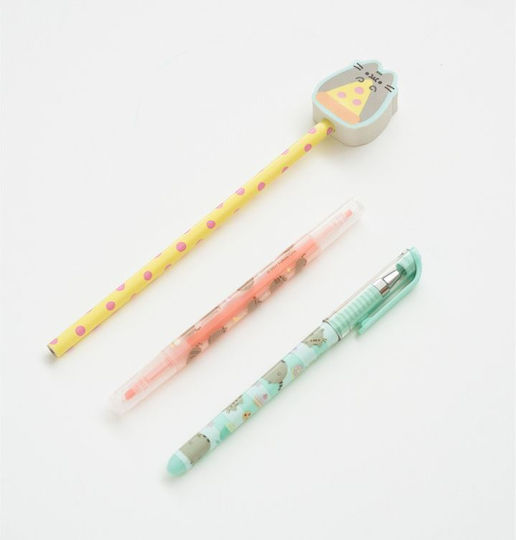 Grupo Erik Pusheen Cat Foodie Collection Kids Stationery Set with Pencil, Sharpener, Eraser, Notepad, Pen and Pencil Case 7pcs