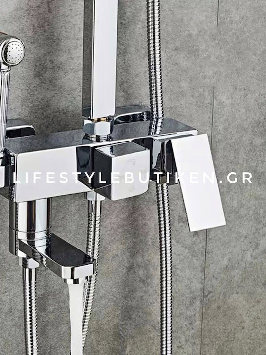 Naron Adjustable Shower Column with Mixer 85-120 Silver
