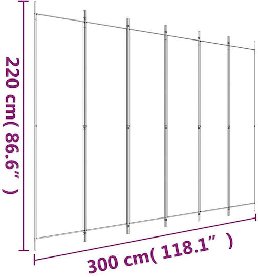vidaXL Dekorativer Raumteiler Stoff mit 6 Paneelen 300x220cm