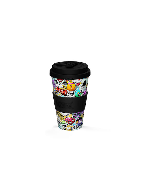 iDrink Urban Cană Bambus cu Capac Multicoloră 435ml 1buc