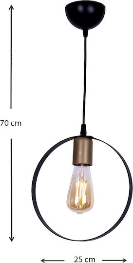 Megapap Liona Pendant Light Black with Socket E27 25x10x70cm