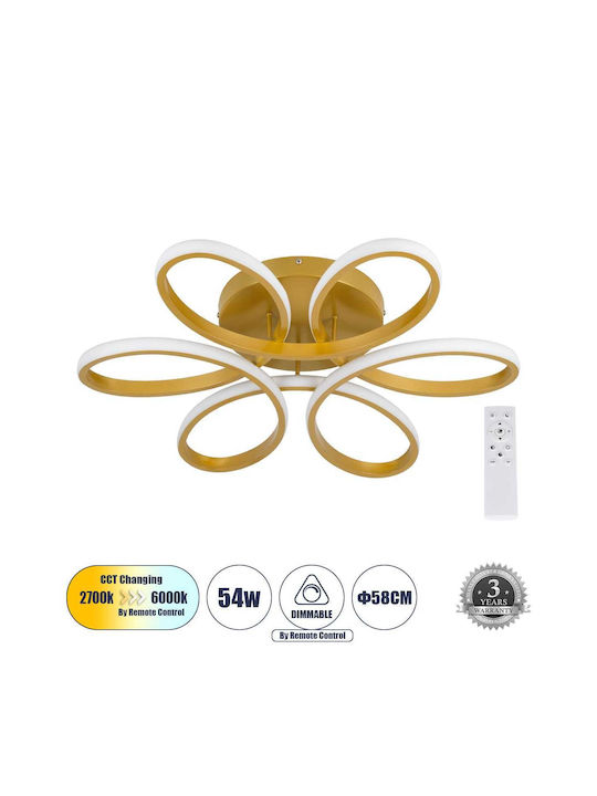 GloboStar Margaret Ceiling Mount Light 57cm Gold with Integrated LED and Remote Control