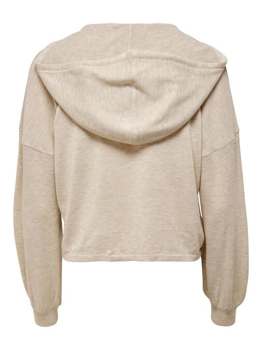 Alona Hood Women's Blouse Long Sleeve with Hood Beige