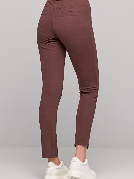 Style Frauen Lang Leggings Hochgeschnitten Burgundisch