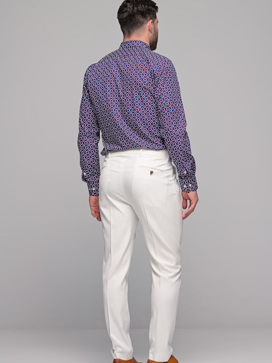 Long-sleeved Linen Shirt Navy Blue