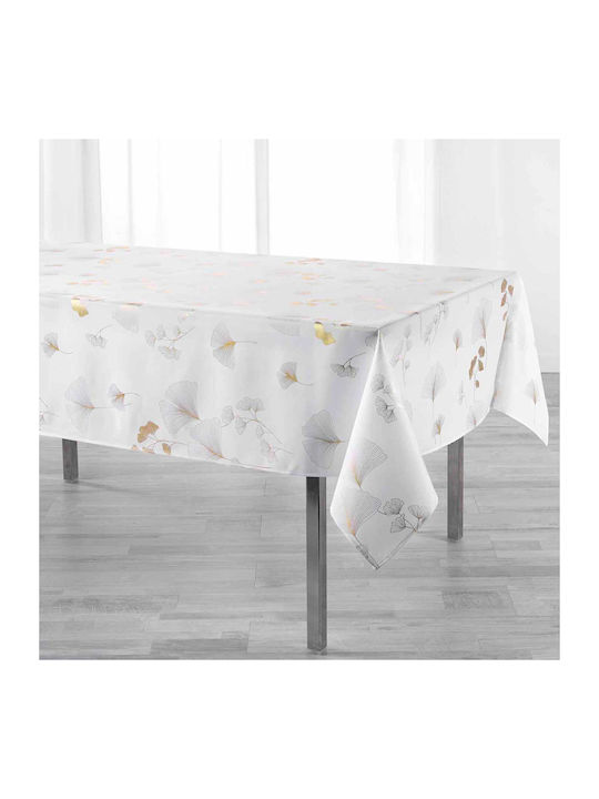 Tablecloth Stain Resistant L-C Bloomy Blanc 150x240cm