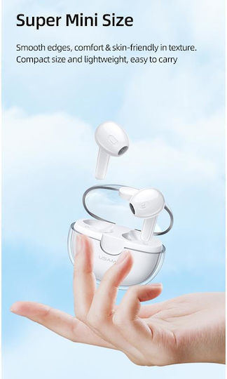 Usams US-BU12 Earbud Bluetooth Handsfree Căști cu Carcasă de Încărcare Alb
