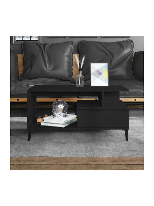 Rectangular Wooden Side Table Black L90xW49xH45cm