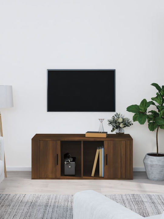 TV Stand Wooden Brown Oak L100xW35xH40cm