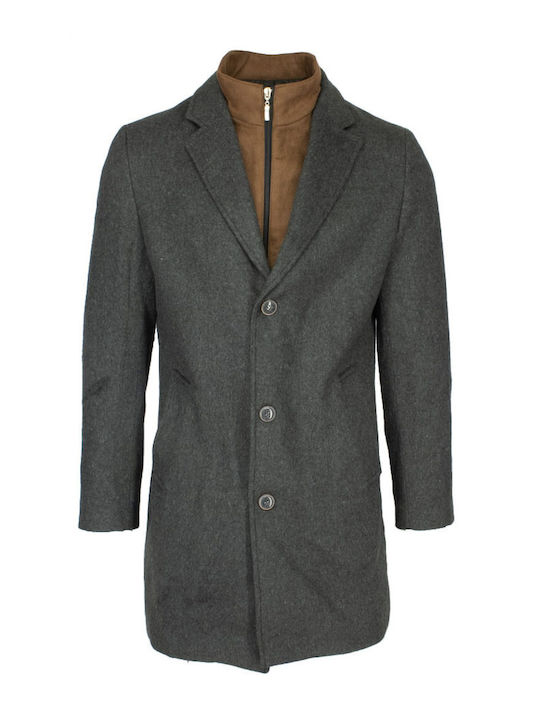 NEW YORK TAILORS MEN'S SEMI-COAT WITH ANTHRACITE MOTIFS KAYDEN COAT-ANTHRACITE