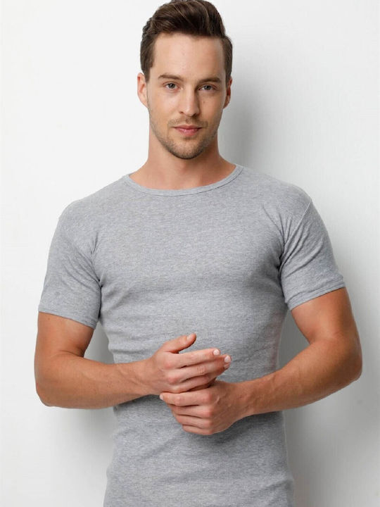 2140 Men's short-sleeved slim fit t-shirt 100% cotton Grey 1 pc