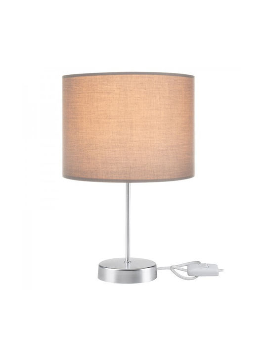 Pakketo PWL-1183 Fabric Table Lamp for Socket E27 with Gray Shade and Silver Base