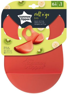 Tommee Tippee Roll N' Go Waterproof Bib Silicone with Button & Pocket Red for 6 m+ 46351492