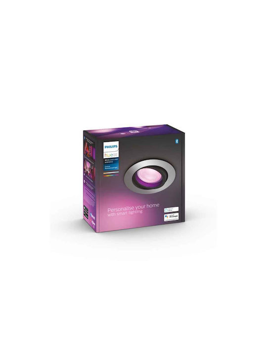 Philips Centura Rund Metallisch Einbau Spot mit integriertem LED RGB Silber 9x9cm. 1Stück