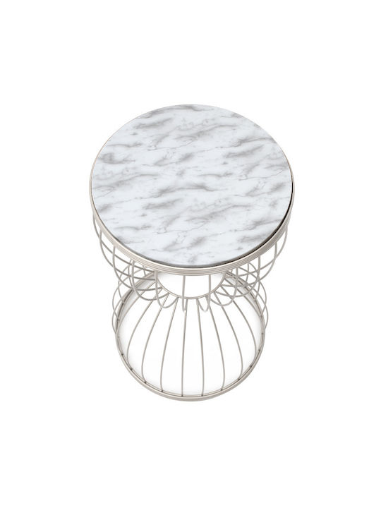 Round Side Table Pino Wooden White M35xL35xH58cm