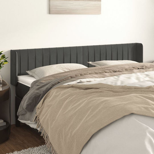 vidaXL Tăblie De Pat Din Țesătură Gri Închis 163x88cm