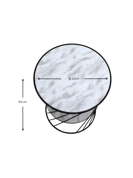 Round Side Coffee Table Jaspin Wooden Black - White W32xL32xH44cm GP030-0037.5