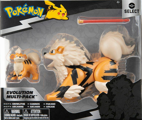 Jazwares Miniature Toy Growlithe, Arcanine Pokemon for 4+ Years Old (Various Designs/Assortments of Designs) 1pc