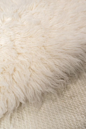Viokarpet Flokati Teppich Rund Zottelig Wolle Natural White 1000 g/m²