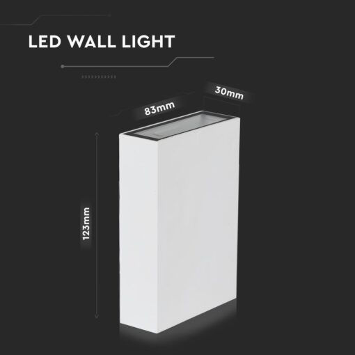 V-TAC Επιτοίχια Εξωτερική Πλαφονιέρα LED IP65 4W με Ψυχρό Λευκό Φως Διπλής Δέσμης 8.3x3x12.3εκ.