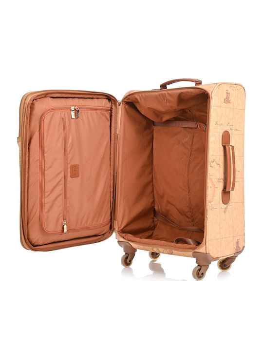 Alviero Martini 1a Classe Geo Classic Valiză De Călătorie De Cabină Din Material Textil Tabac Maro Cu 4 Roți Înălțime 55 Cm