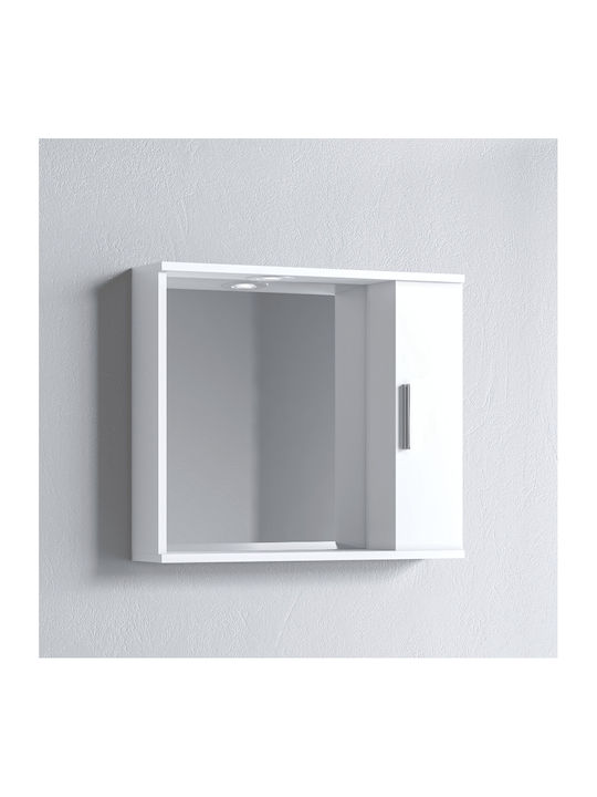 Martin Αlon 65 Rectangular Bathroom Mirror Led with Shelf & Cabinet 65x56cm White