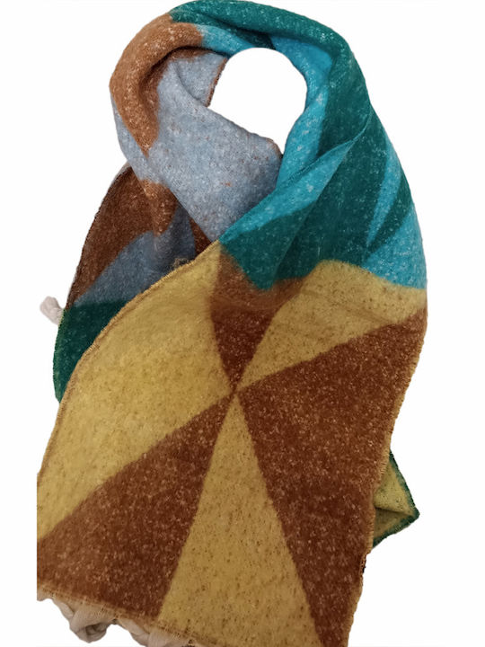 Eșarfă pentru femei Eșarfă tricotată multicoloră cu împletituri pe împletitură Giallo / Multicolor