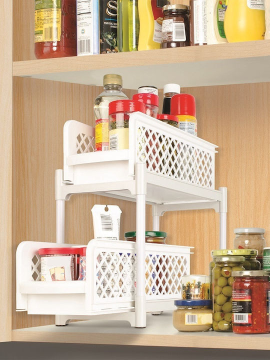 03006BDR50WH An der Wand montiert Badezimmerregal Kunststoff mit 2 Regalböden 38.1x19x36.2cm Weiß