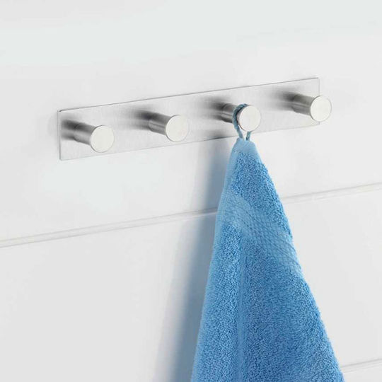 Wenko Celano Wall-Mounted Bathroom Hook with 4 Positions 25.5x4cm Inox Silver Wenko Celano Wall-Mounted Bathroom Hook with 4 Positions 25.5x4cm Inox Silver