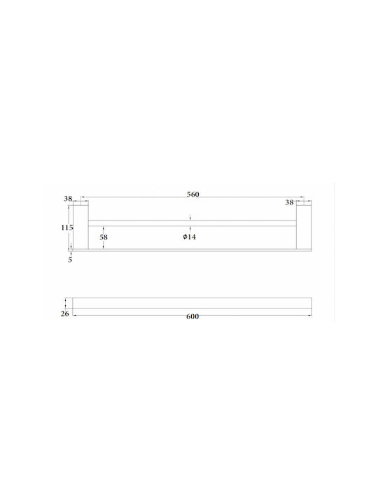 Sparke Mindy 12 Bathroom Rail Double Wall-Mounted with Screws 60x2.6cm Silver