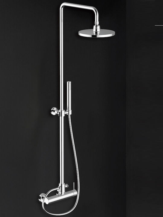 Teorema Lab Shower Column without Mixer 126.3cm Silver
