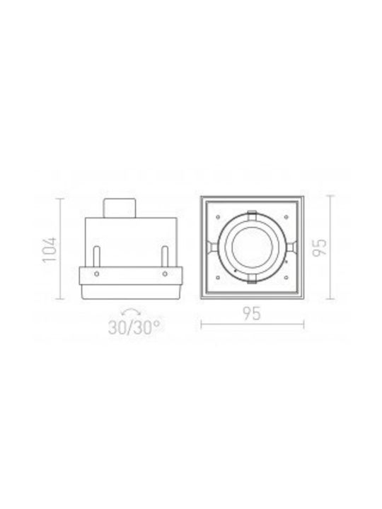 Rendl Light Studio Electra I Τετράγωνο Μεταλλικό Χωνευτό Σποτ με Ντουί GU10 Μαύρο 9.5x9.5εκ. 1τμχ