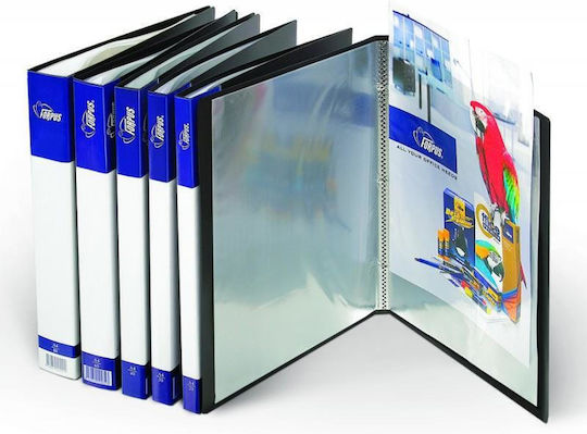 Forpus Clipboard Flexible with 80 plastic sleeves Slides for Paper A4 Black 1pcs