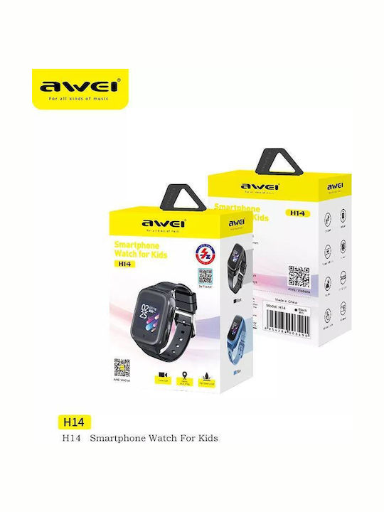 Awei Kinder-Digitaluhr H14 mit GPS und Kautschuk/Plastikarmband Schwarz