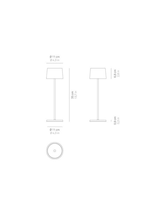 Zafferano Olivia Metal Lampă de masă LED cu Abajur Maro și Bază