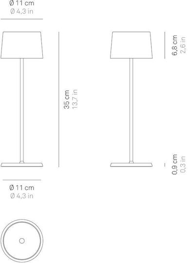 Zafferano Olivia Metall Tischlampe LED mit Braun Schirm und Basis