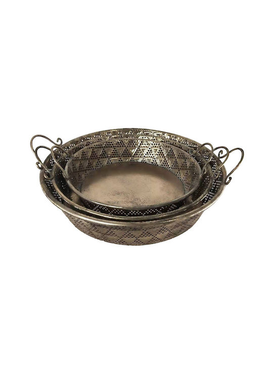 Inart Metallic Oval Decorative Tray Gold 3pcs