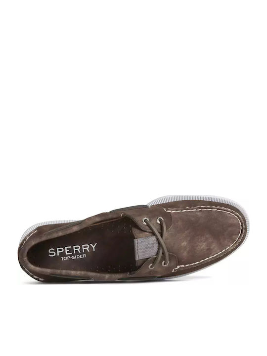 STS24521 Δερμάτινα Ανδρικά Boat Shoes σε Καφέ Χρώμα