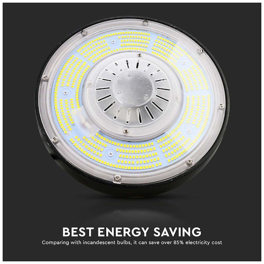 V-TAC Commercial Bell Light 200W Natural White 37000lm with Built-in LED Black Ø30.5xH22.1cm