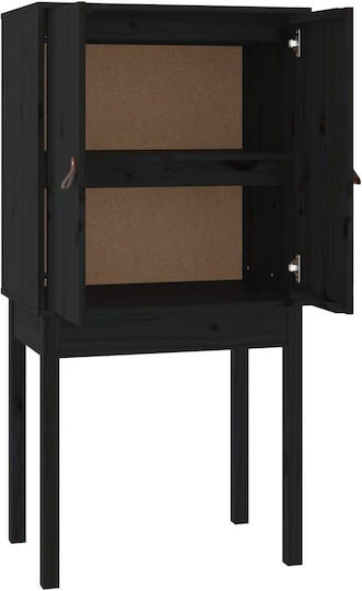 vidaXL Wohnzimmer Vitrine aus Massivholz Schwarz 60x40x120cm