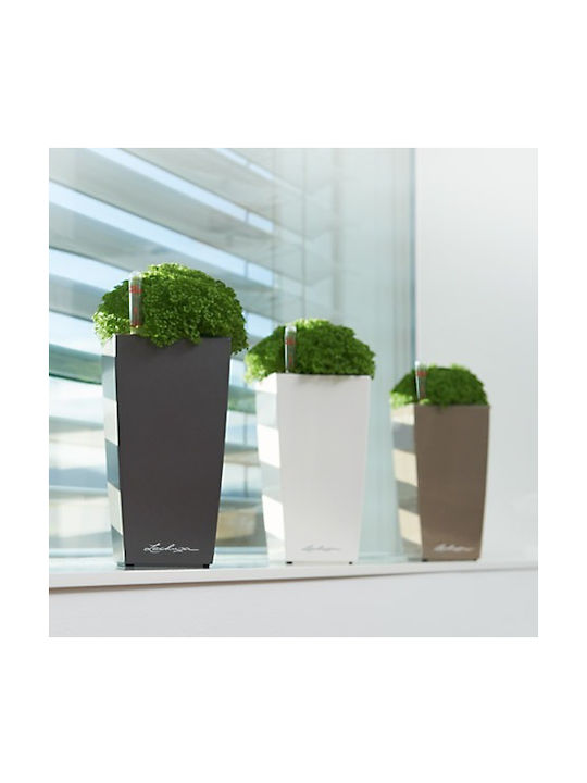Lechuza MiniCubi Αυτοποτιζόμενη Γλάστρα Πλαστική Charcoal Metallic 9.5x9.5x18.5εκ.