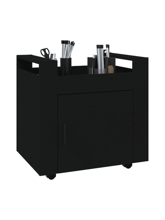 Cabinet de Birou cu roți în Culoare Neagră, 60x45x60cm