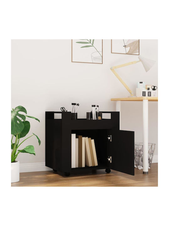 Cabinet de Birou cu roți în Culoare Neagră, 60x45x60cm