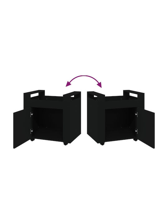 Cabinet de Birou cu roți în Culoare Neagră, 60x45x60cm