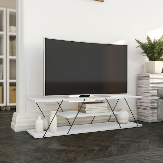 Έπιπλο Τηλεόρασης Tars Λευκό / Μαύρο Μ120xΠ30xΥ33cm