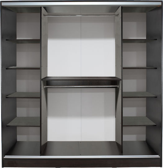 Ușă triplă Dulap de Haine Glisare Adler cu Oglindă Wenge 240x60x240cm