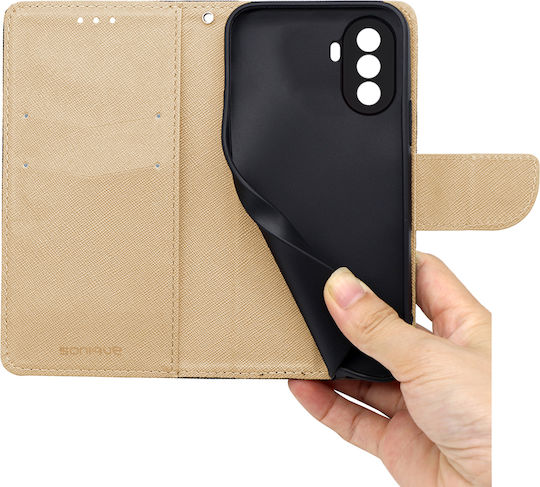 Sonique Trend Wallet Δερματίνης Μαύρο / Χρυσό (Huawei Nova Y70)