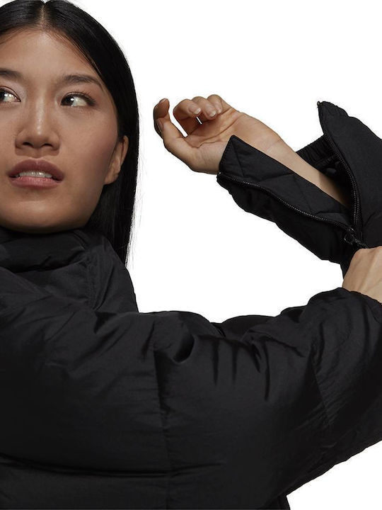 Fashion Down Μακρύ Γυναικείο Puffer Μπουφάν για Χειμώνα Μαύρο